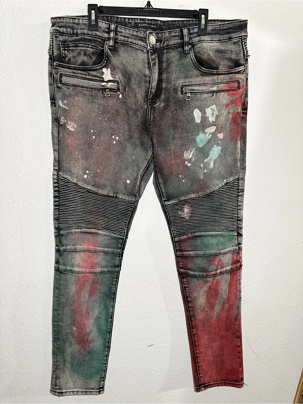 Embellish Men's Moto Spray Paint Skinny Jeans Size 38 - 32